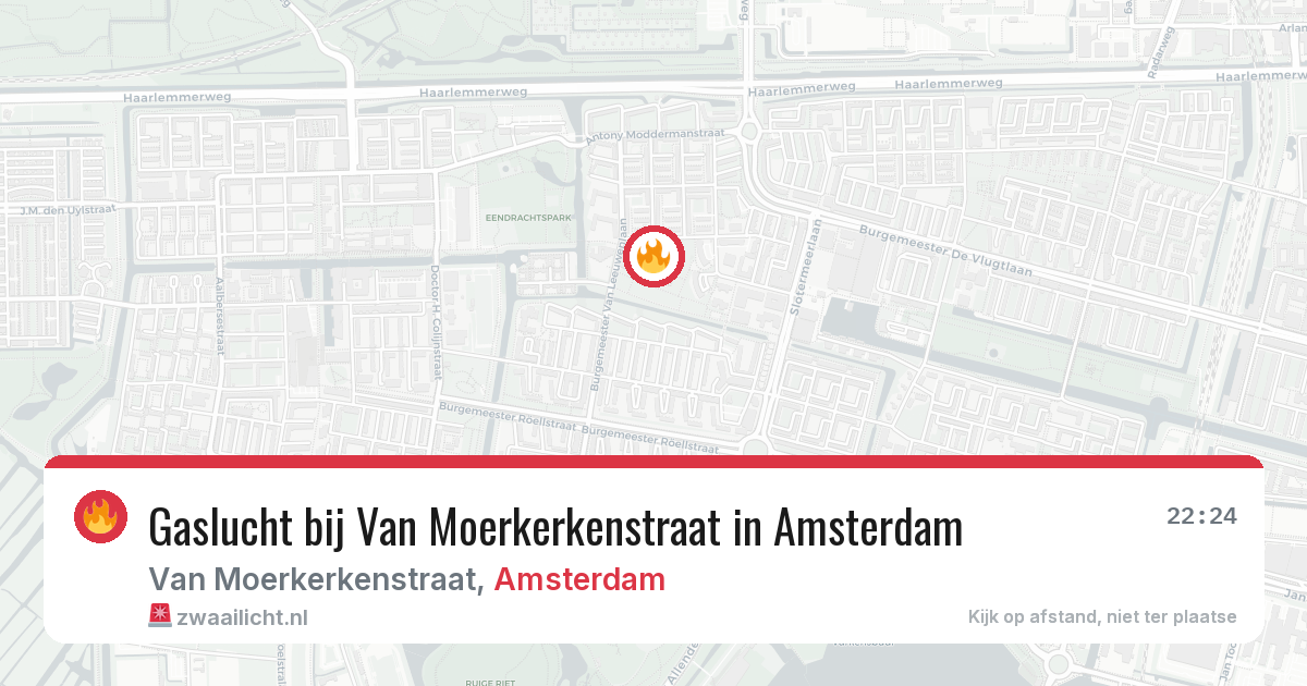 Gaslucht bij Van Moerkerkenstraat in Amsterdam — 30 jul 2026