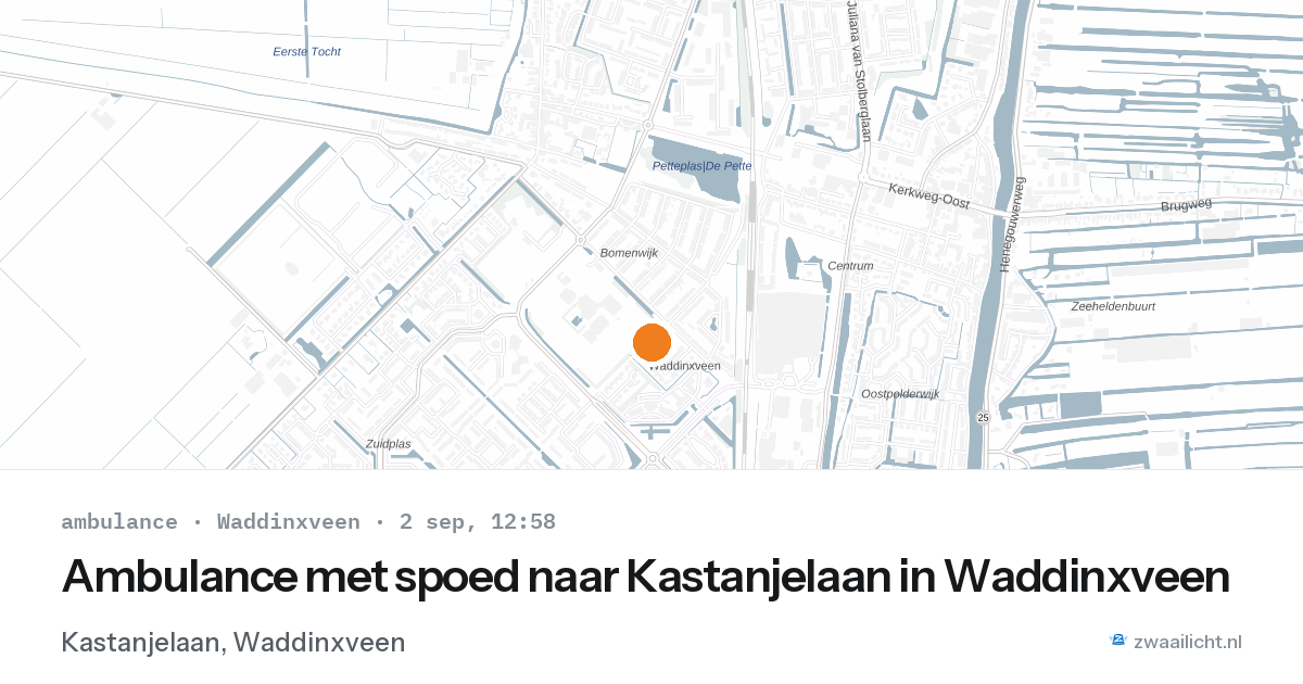 Ambulance met spoed naar Kastanjelaan in Waddinxveen — 2 sep 2026