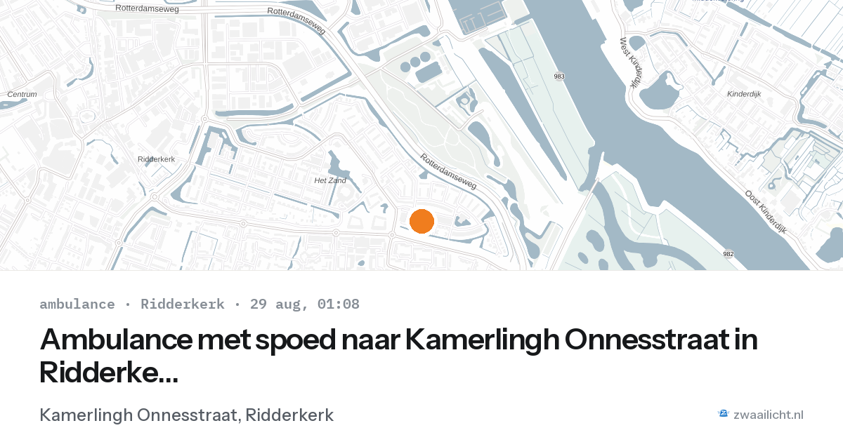 Ambulance met spoed naar Kamerlingh Onnesstraat in Ridderkerk — 28 aug 2026