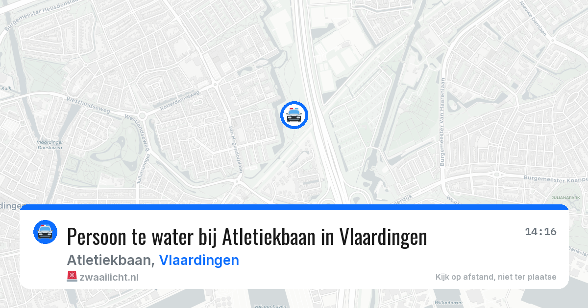 Persoon te water bij Atletiekbaan in Vlaardingen — 14 jun 2026