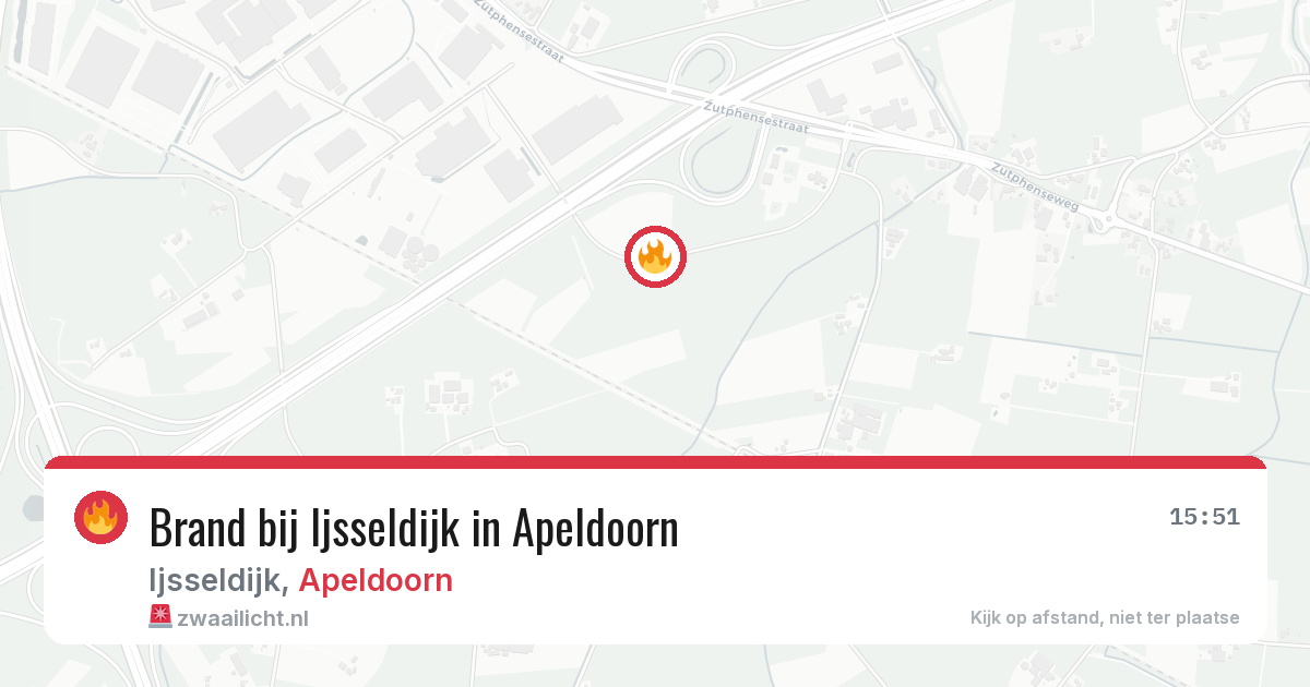 Brand bij Ijsseldijk in Apeldoorn — 9 aug 2026
