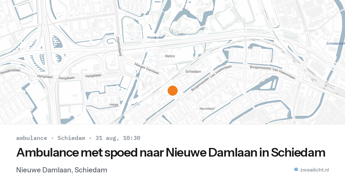 Ambulance met spoed naar Nieuwe Damlaan in Schiedam — 31 aug 2026