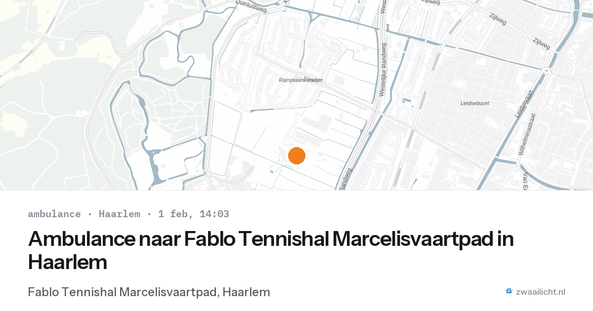 Ambulance naar Fablo Tennishal Marcelisvaartpad in Haarlem — 1 feb 2026