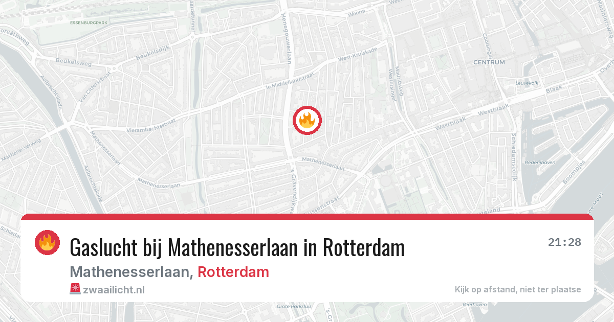 Gaslucht bij Mathenesserlaan in Rotterdam — 9 apr 2026