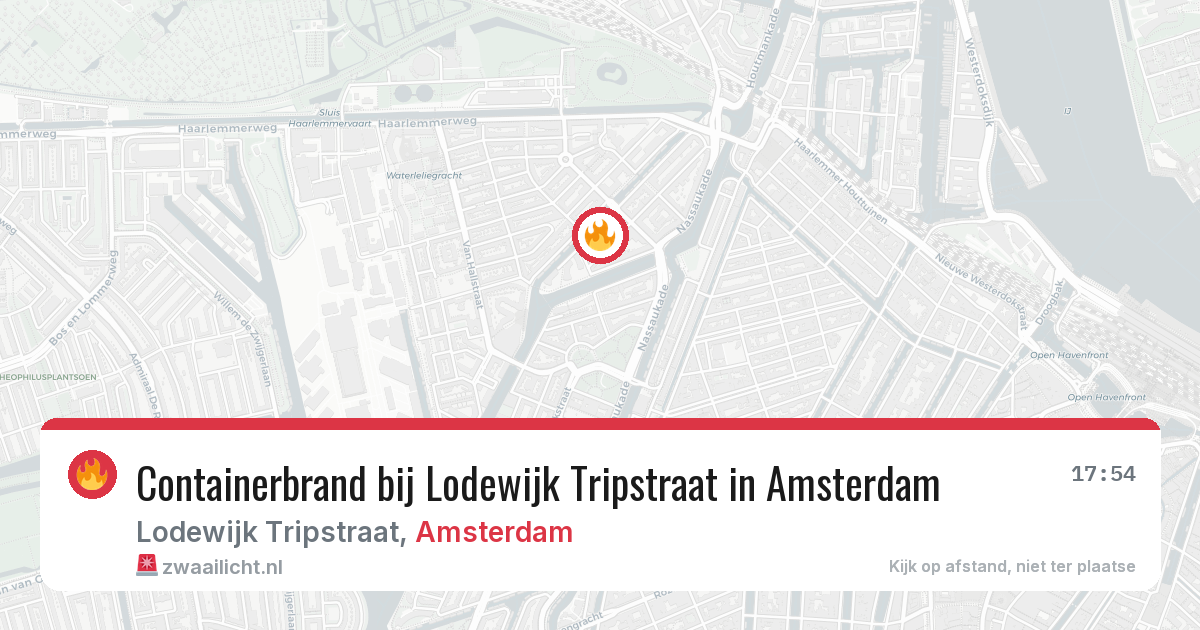 Containerbrand bij Lodewijk Tripstraat in Amsterdam — 16 jun 2026