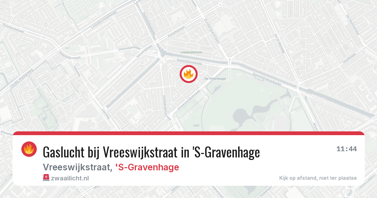 Gaslucht bij Vreeswijkstraat in 'S-Gravenhage — 13 aug 2026