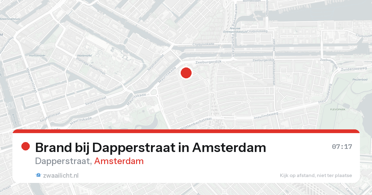 Brand bij Dapperstraat in Amsterdam — 19 aug 2026