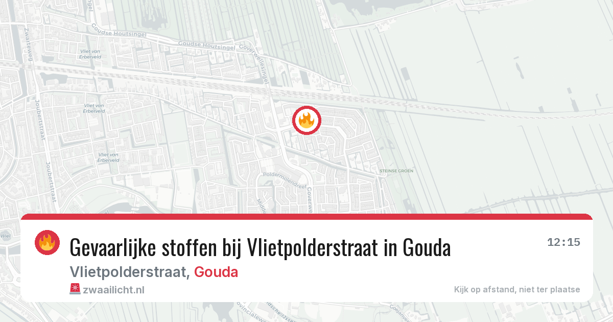 Gevaarlijke stoffen bij Vlietpolderstraat in Gouda — 28 jun 2026