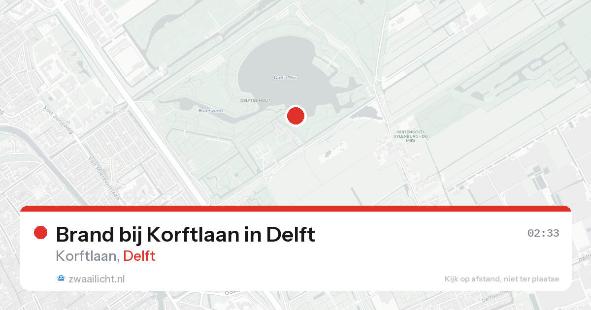 Brand bij Korftlaan in Delft — 16 aug 2026