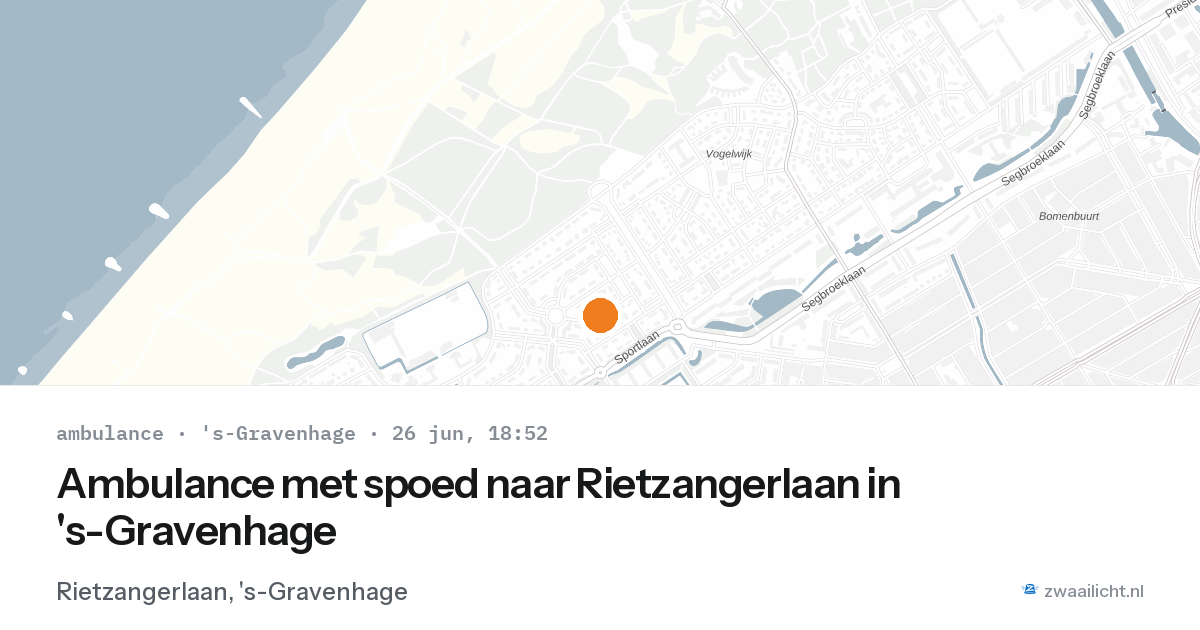 Ambulance met spoed naar Rietzangerlaan in 's-Gravenhage — 26 jun 2026