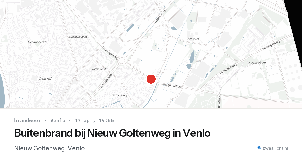 Buitenbrand bij Nieuw Goltenweg in Venlo — 17 apr 2026