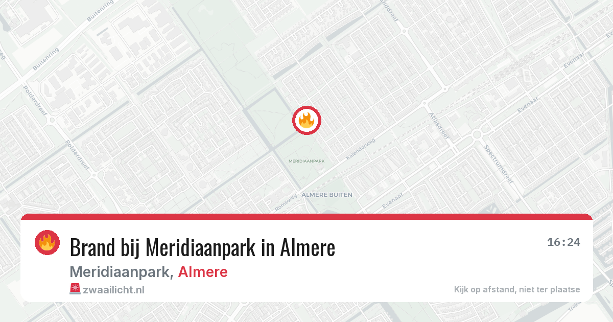 Brand bij Meridiaanpark in Almere — 8 aug 2026