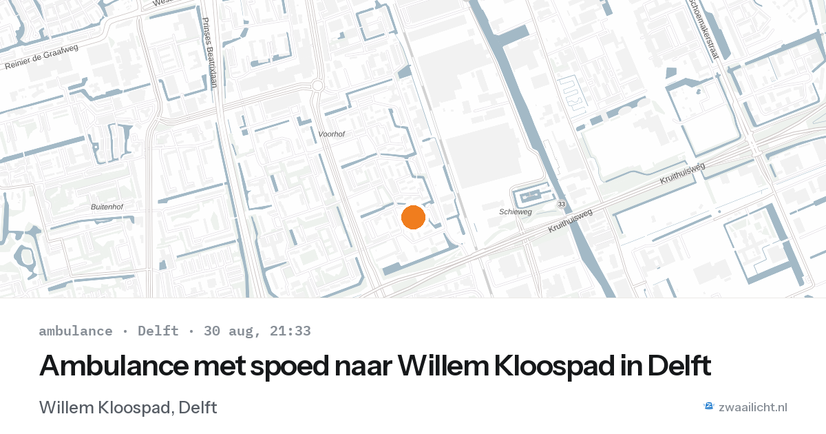 Ambulance met spoed naar Willem Kloospad in Delft — 30 aug 2026