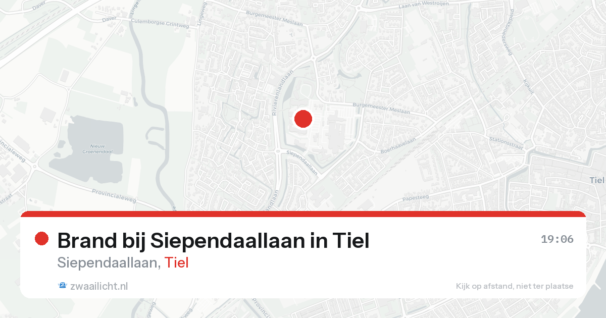Brand bij Siependaallaan in Tiel — 19 aug 2026