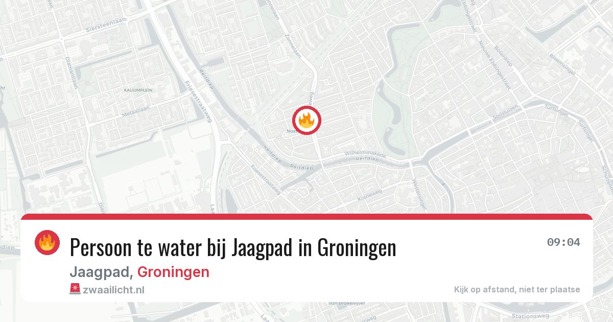 Persoon te water bij Jaagpad in Groningen — 20 jun 2026