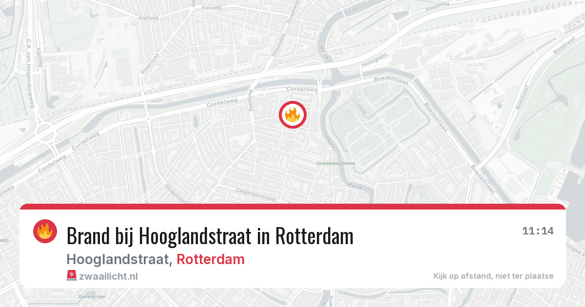 Brand bij Hooglandstraat in Rotterdam — 12 aug 2026