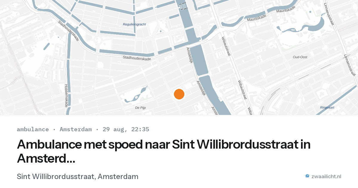 Ambulance met spoed naar Sint Willibrordusstraat in Amsterdam — 29 aug 2026