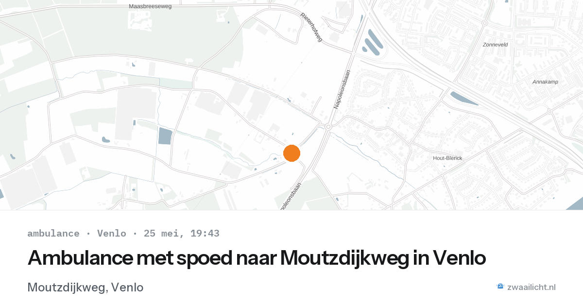 Ambulance met spoed naar Moutzdijkweg in Venlo — 25 mei 2026