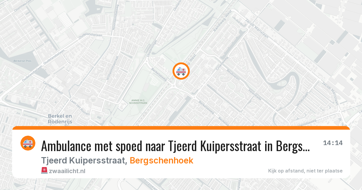 Ambulance met spoed naar Tjeerd Kuipersstraat in Bergschenhoek — 10 jun 2026