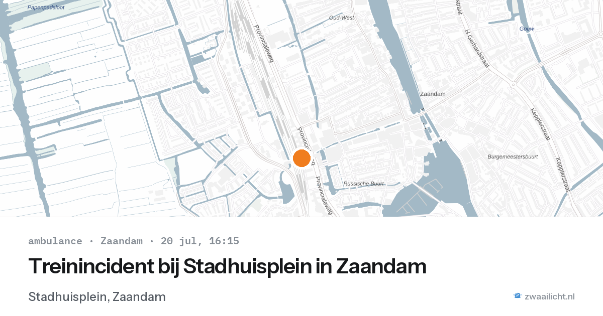 Treinincident bij Stadhuisplein in Zaandam — 20 jul 2026