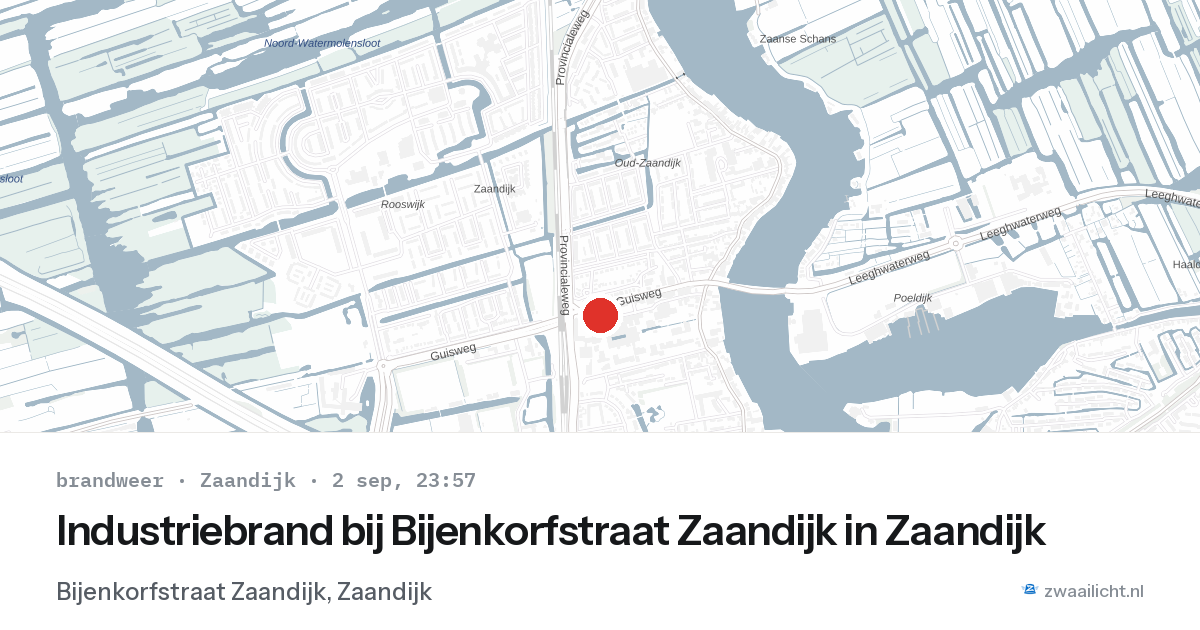 Industriebrand bij Bijenkorfstraat Zaandijk in Zaandijk — 2 sep 2026