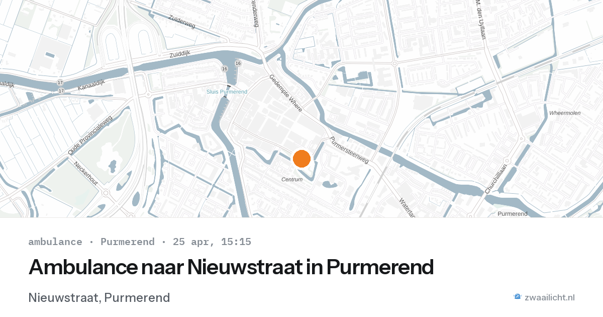 Ambulance naar Nieuwstraat in Purmerend — 25 apr 2026