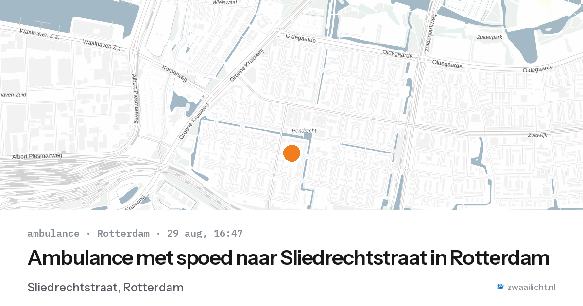 Ambulance met spoed naar Sliedrechtstraat in Rotterdam — 29 aug 2026