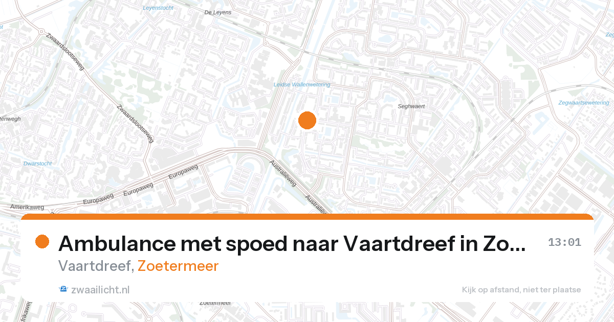 Ambulance met spoed naar Vaartdreef in Zoetermeer — 28 aug 2026