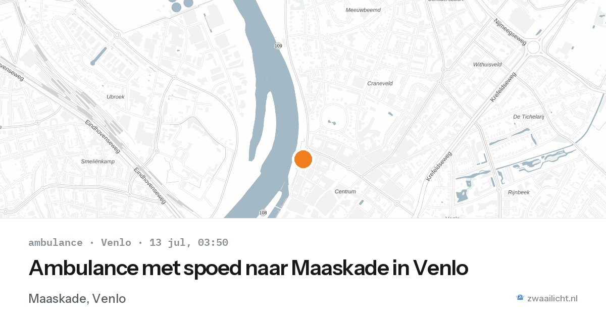 Ambulance met spoed naar Maaskade in Venlo — 13 jul 2026