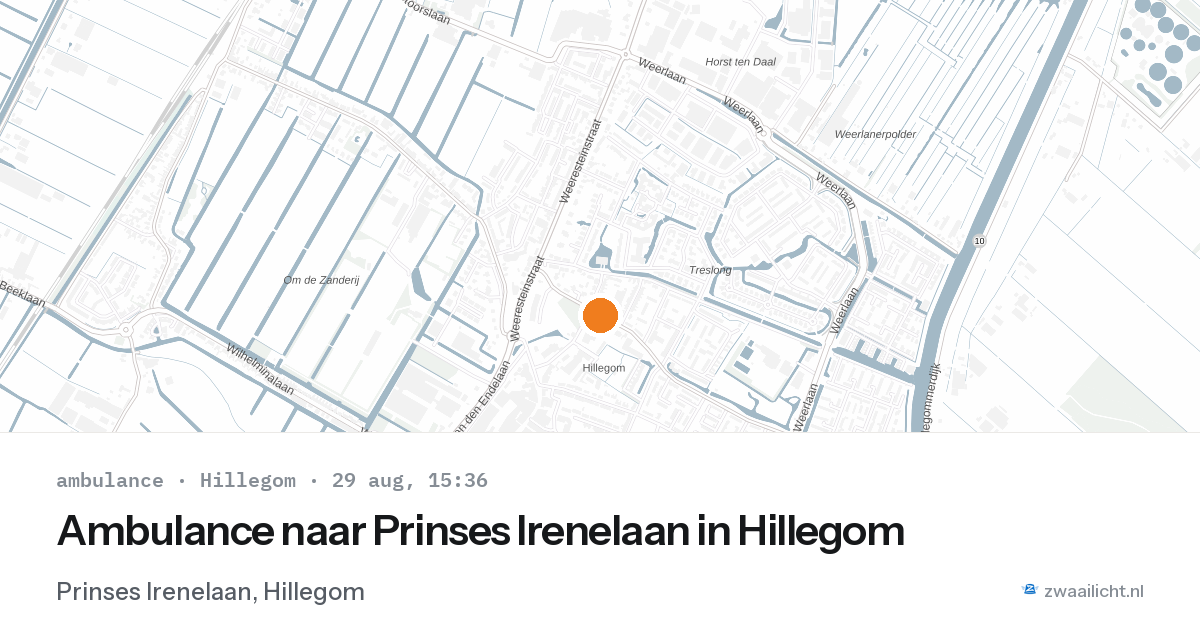 Ambulance naar Prinses Irenelaan in Hillegom — 29 aug 2026