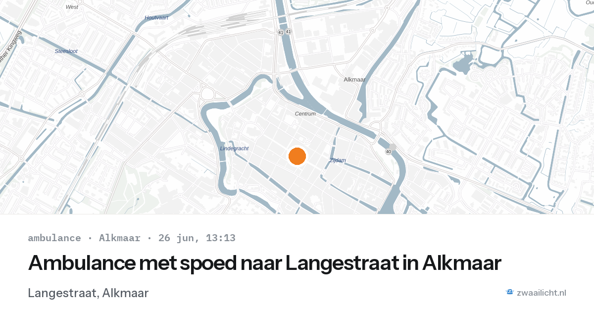 Ambulance met spoed naar Langestraat in Alkmaar — 26 jun 2026