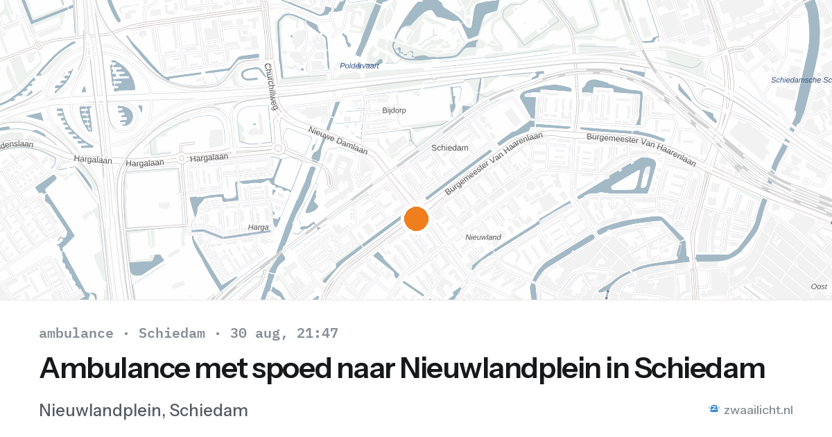 Ambulance met spoed naar Nieuwlandplein in Schiedam — 30 aug 2026