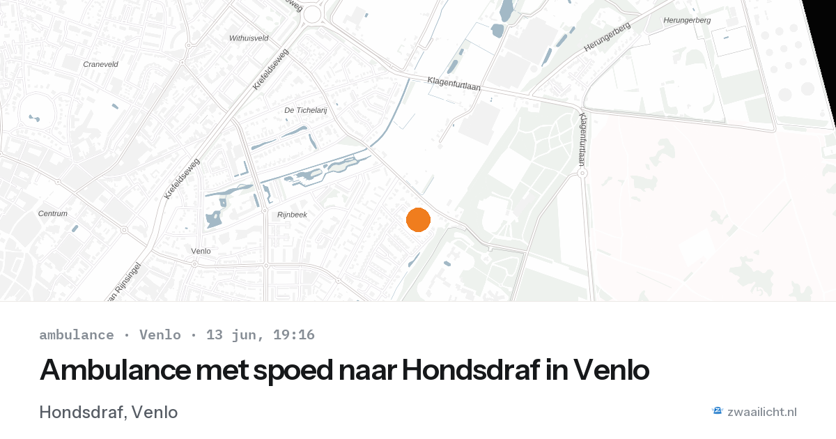 Ambulance met spoed naar Hondsdraf in Venlo — 13 jun 2026