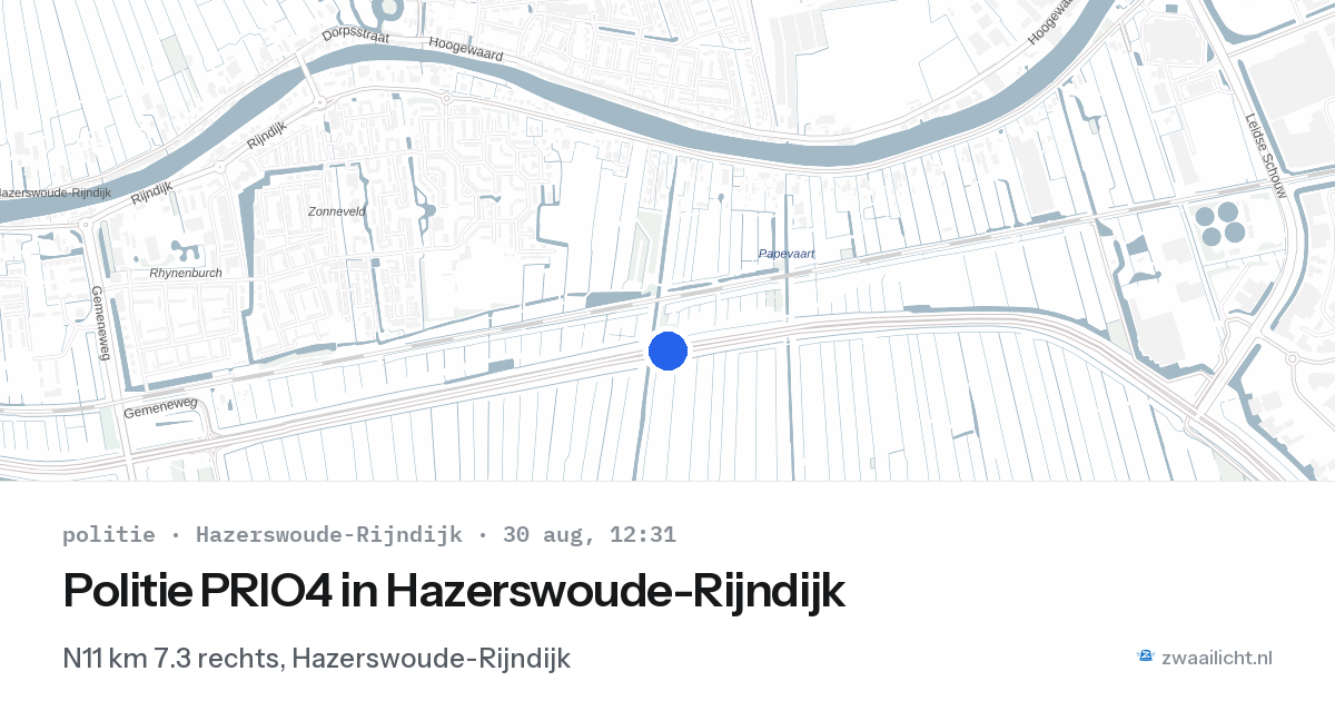 Politie PRIO4 in Hazerswoude-Rijndijk — 30 aug 2026 | 🚨 Zwaailicht.nl