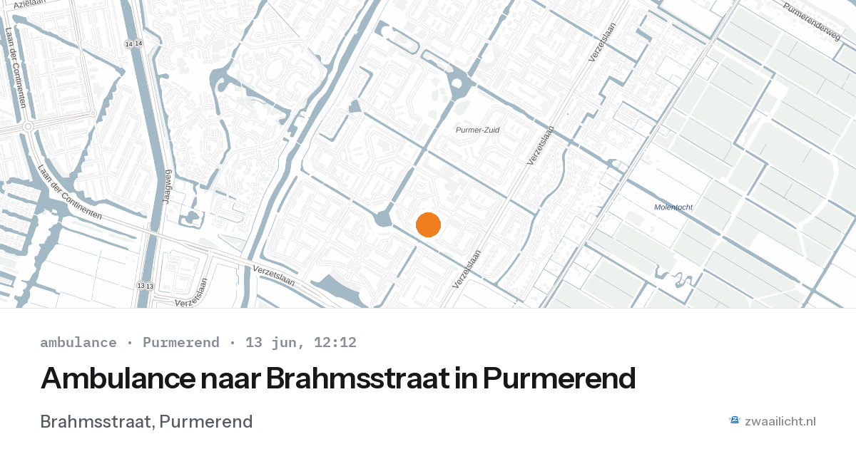 Ambulance naar Brahmsstraat in Purmerend — 13 jun 2026