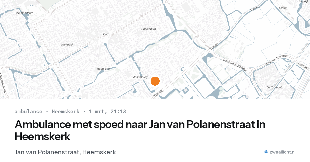 Ambulance met spoed naar Jan van Polanenstraat in Heemskerk — 1 mrt 2026