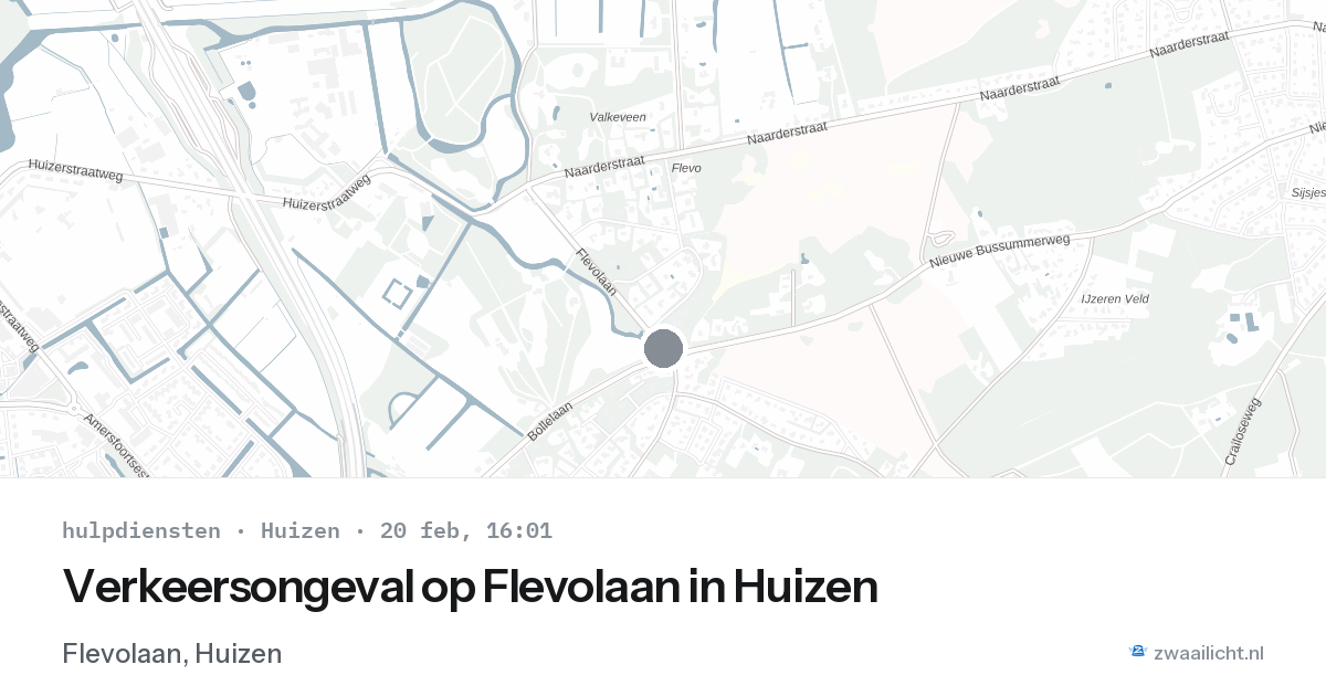 Verkeersongeval op Flevolaan in Huizen — 20 feb 2026