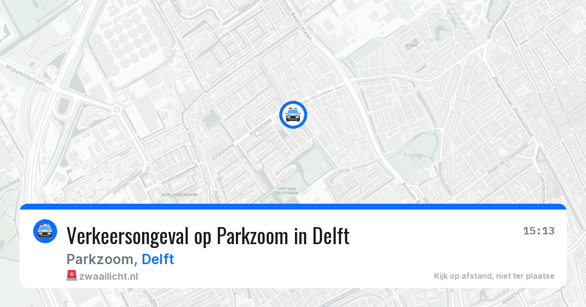 Verkeersongeval op Parkzoom in Delft — 11 aug 2026