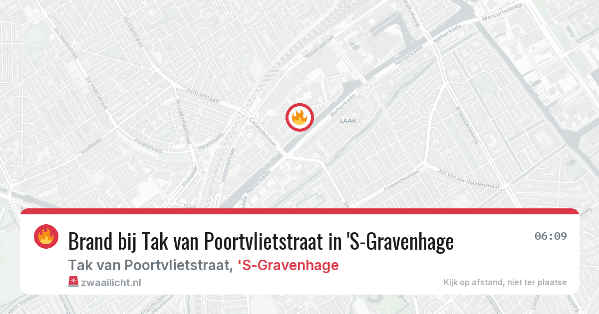 Brand bij Tak van Poortvlietstraat in 'S-Gravenhage — 29 jul 2026
