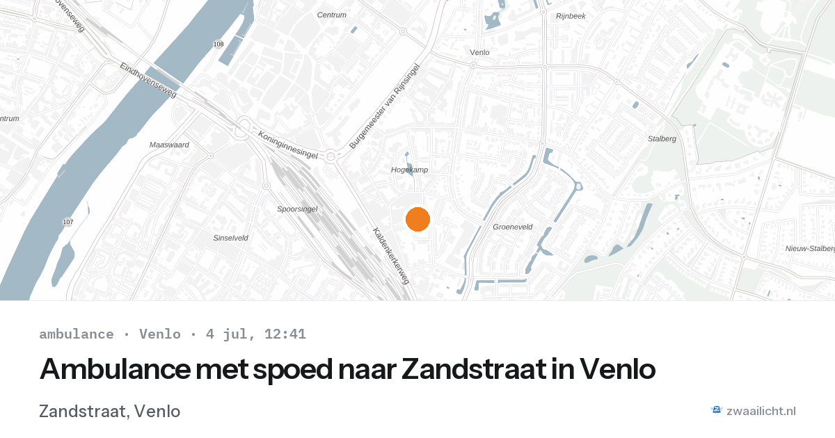 Ambulance met spoed naar Zandstraat in Venlo — 4 jul 2026