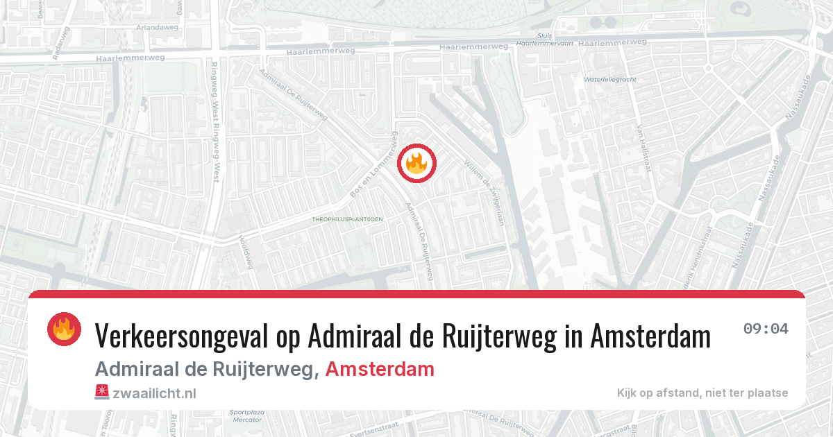Verkeersongeval op Admiraal de Ruijterweg in Amsterdam — 13 aug 2026