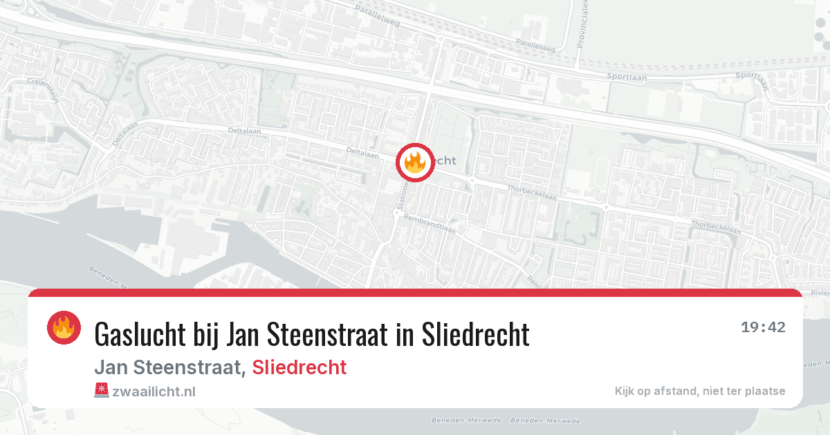 Gaslucht bij Jan Steenstraat in Sliedrecht — 18 mrt 2026