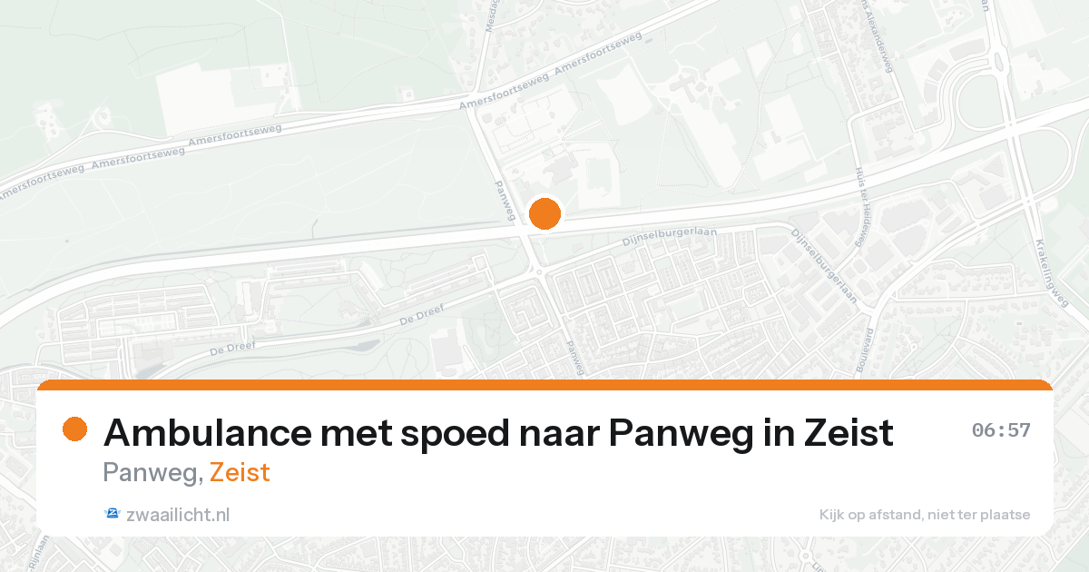 Ambulance met spoed naar Panweg in Zeist — 17 aug 2026