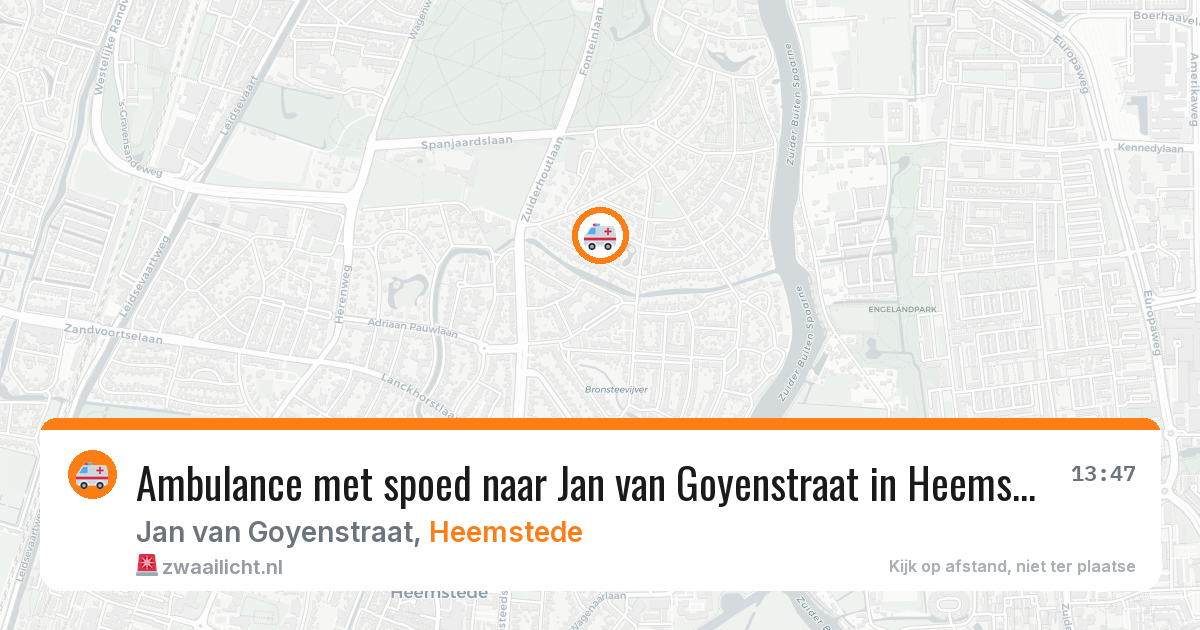 Ambulance met spoed naar Jan van Goyenstraat in Heemstede — 13 jul 2026