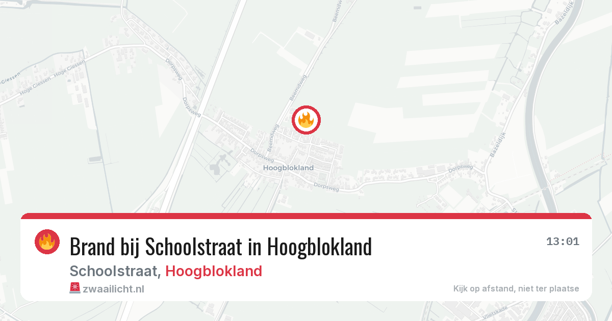 Brand bij Schoolstraat in Hoogblokland — 27 jul 2026