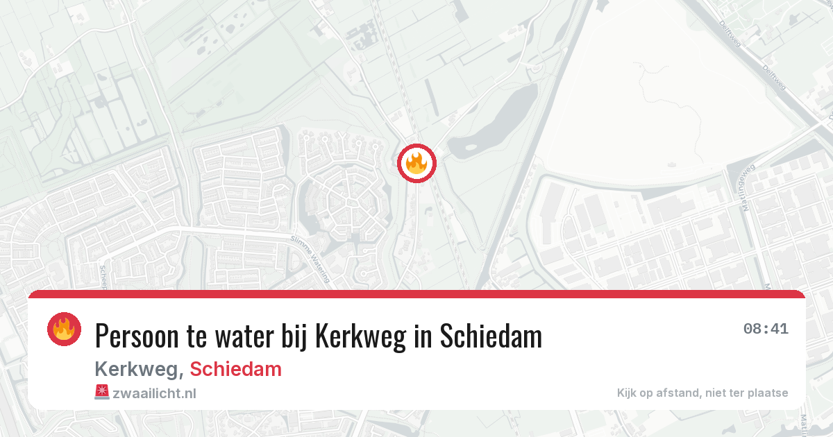 Persoon te water bij Kerkweg in Schiedam — 24 jun 2026