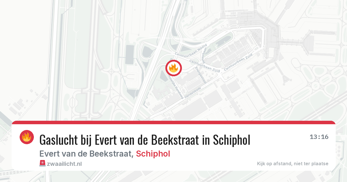 Gaslucht bij Evert van de Beekstraat in Schiphol — 11 aug 2026