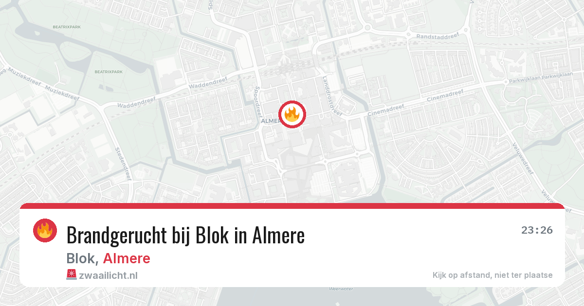 Brandgerucht bij Blok in Almere — 26 jun 2026