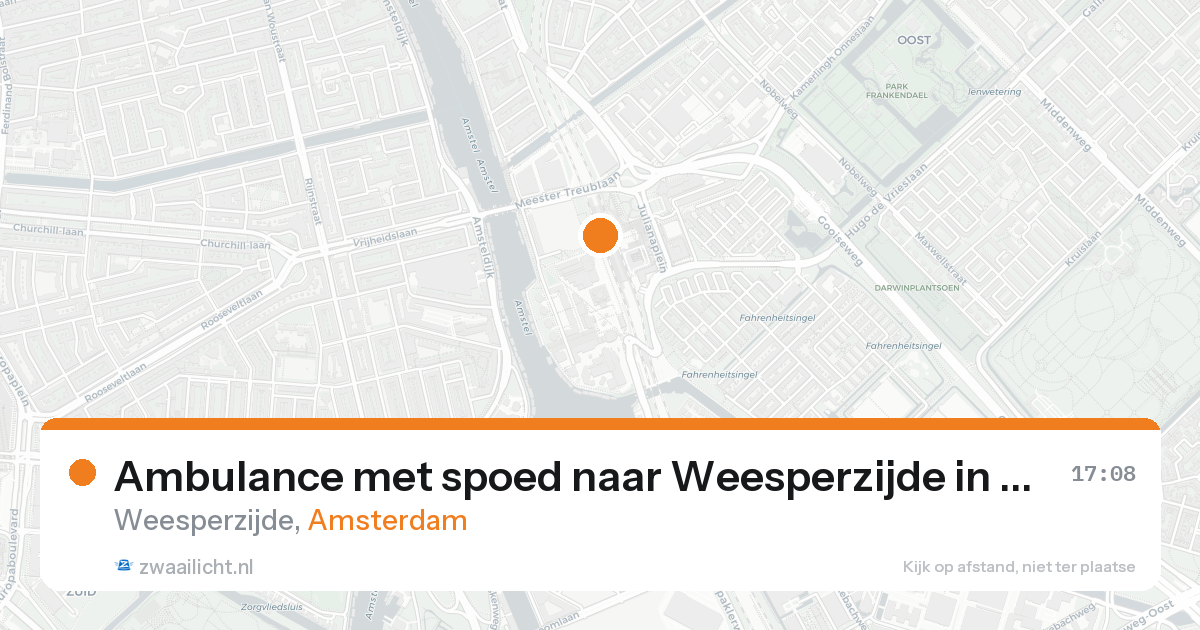 Ambulance met spoed naar Weesperzijde in Amsterdam — 21 aug 2026