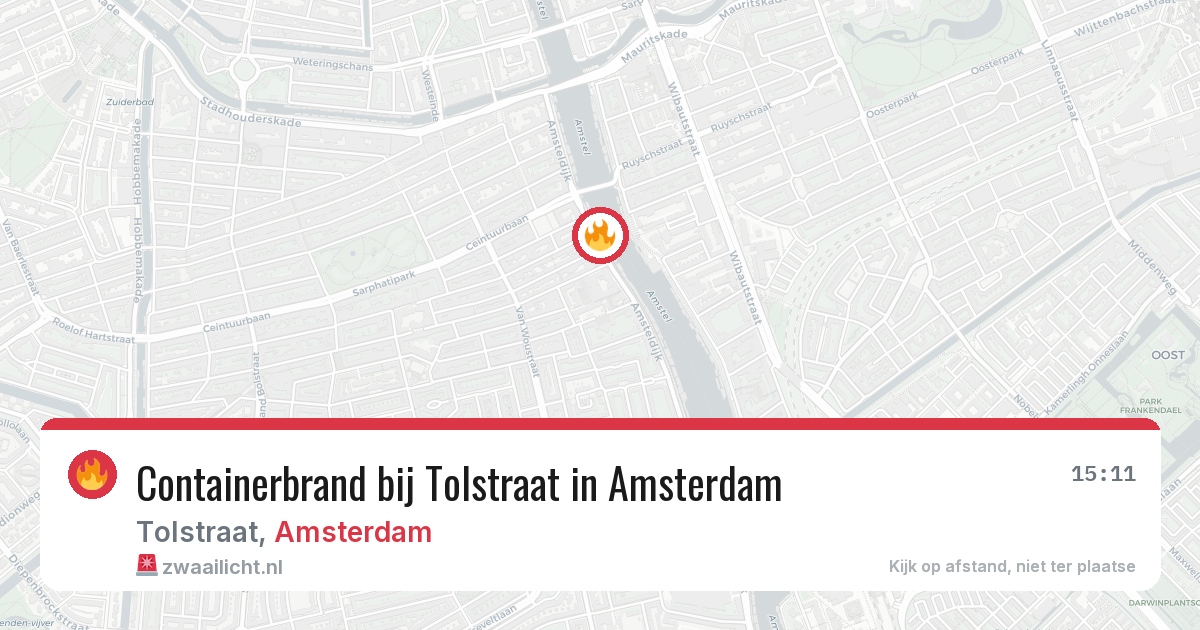 Containerbrand bij Tolstraat in Amsterdam — 5 mei 2026